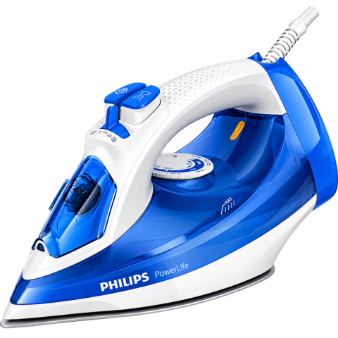 Blue Philips PowerLife Steam Iron PNG Cutout
