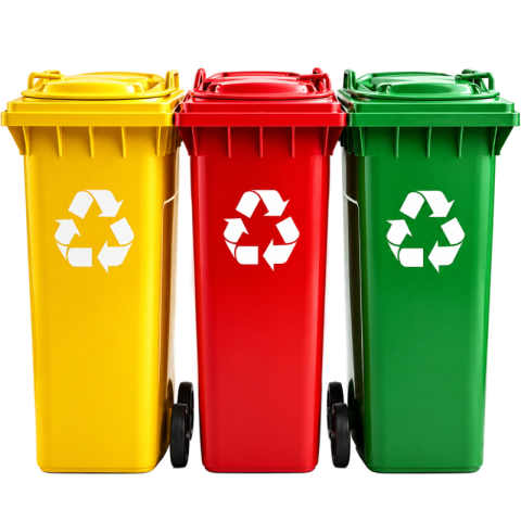 Colorful Recycling Bins PNG Image
