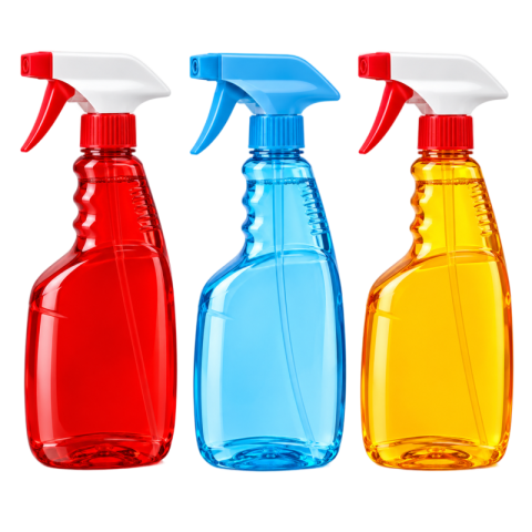 Colorful Cleaning Spray Bottles Set PNG