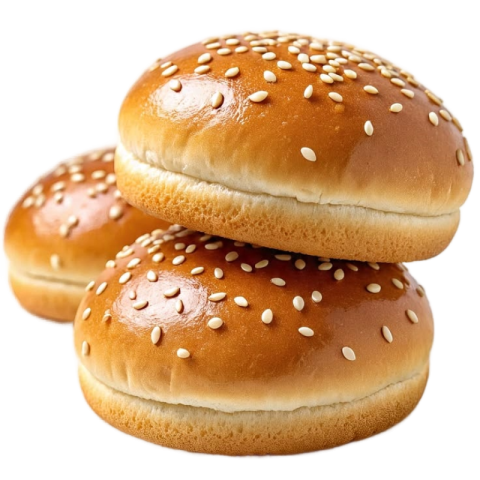 Fresh Golden Burger Buns with Sesame Seeds PNG