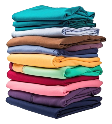 Stack of Colorful Folded Shirts PNG Image