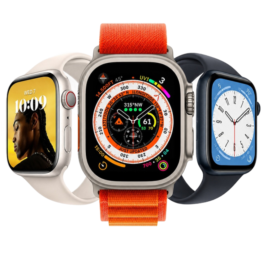 Apple Watch Ultra and Series Trio Collection Transparent PNG
