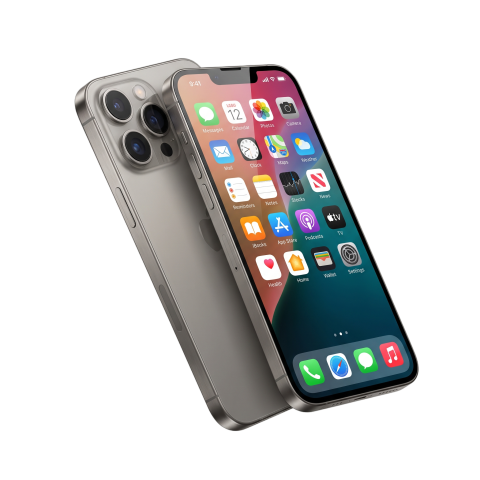 Apple iPhone Pro Natural Titanium Front and Back PNG