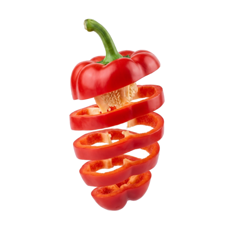 Spiral Sliced Red Bell Pepper PNG Cutout