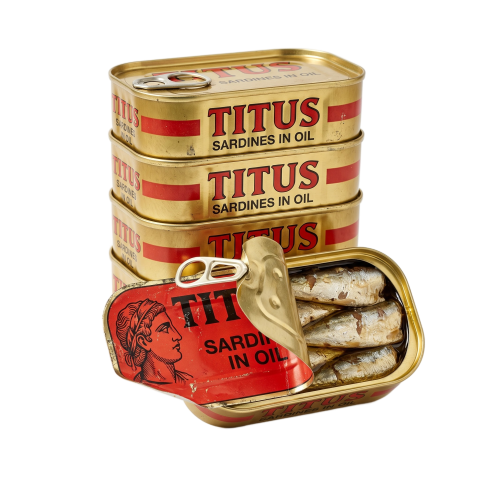Titus Sardines in Oil Stacked Cans PNG Cutout