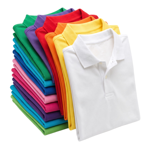 Stacked Colorful Blank Polo Shirts PNG