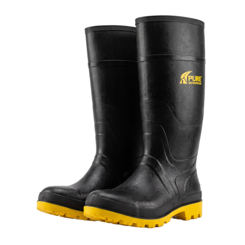 Black Waterproof Safety Rubber Rain Boots PNG