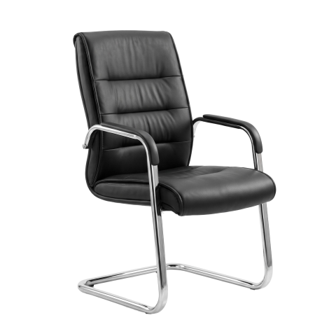 Black Leather Cantilever Office Chair PNG