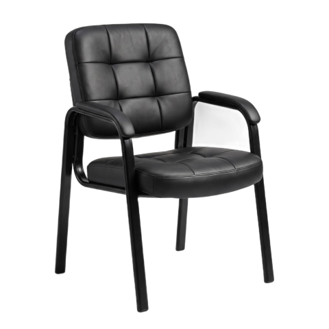 Black Leather Executive Office Chair PNG