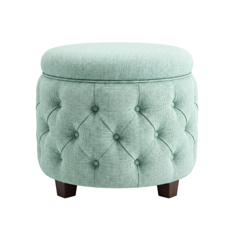 Mint Green Tufted Ottoman Stool PNG