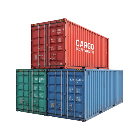 Stacked Industrial Cargo Shipping Containers PNG