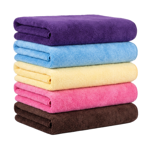 Stack of Colorful Soft Microfiber Towels PNG