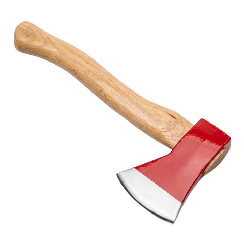 Wooden Handled Axe with Red Head PNG